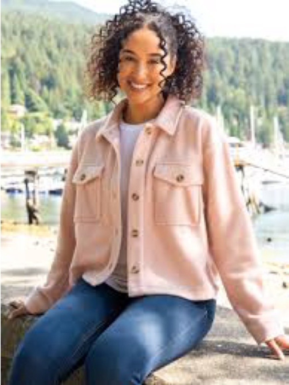 Altar'd State Blush Pink Button-Front Shacket